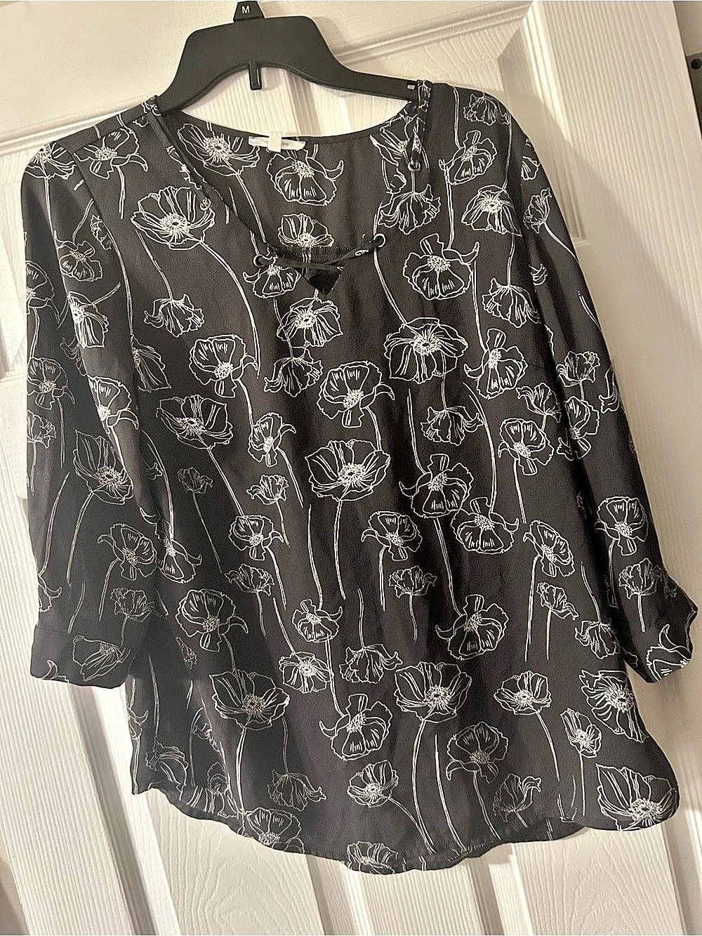 Maurices Floral Blouse Black & White Medium
